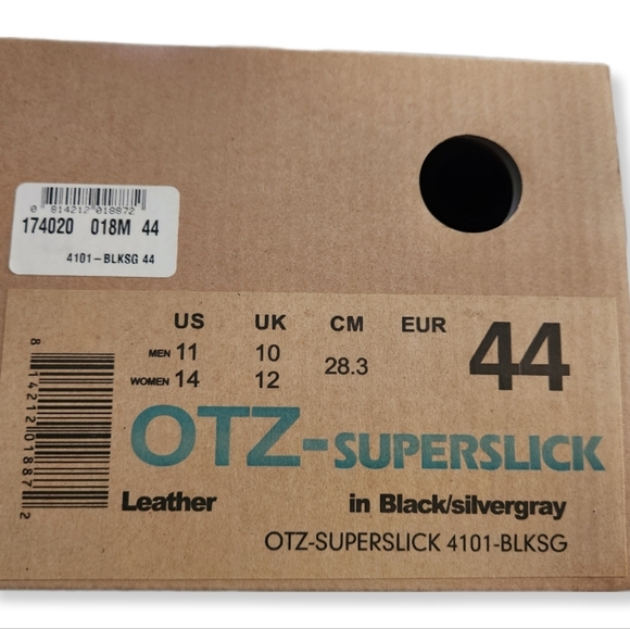 OTZ SUPERSLICK UNISEX BLACK LEATHER LACE-UP SHOES EUR 44 MEN 11 WOMEN 14  #3010 - Picture 9 of 10